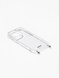 Snazz Clear Case, a transparent iPhone case with two silver ball studs for phone chains
